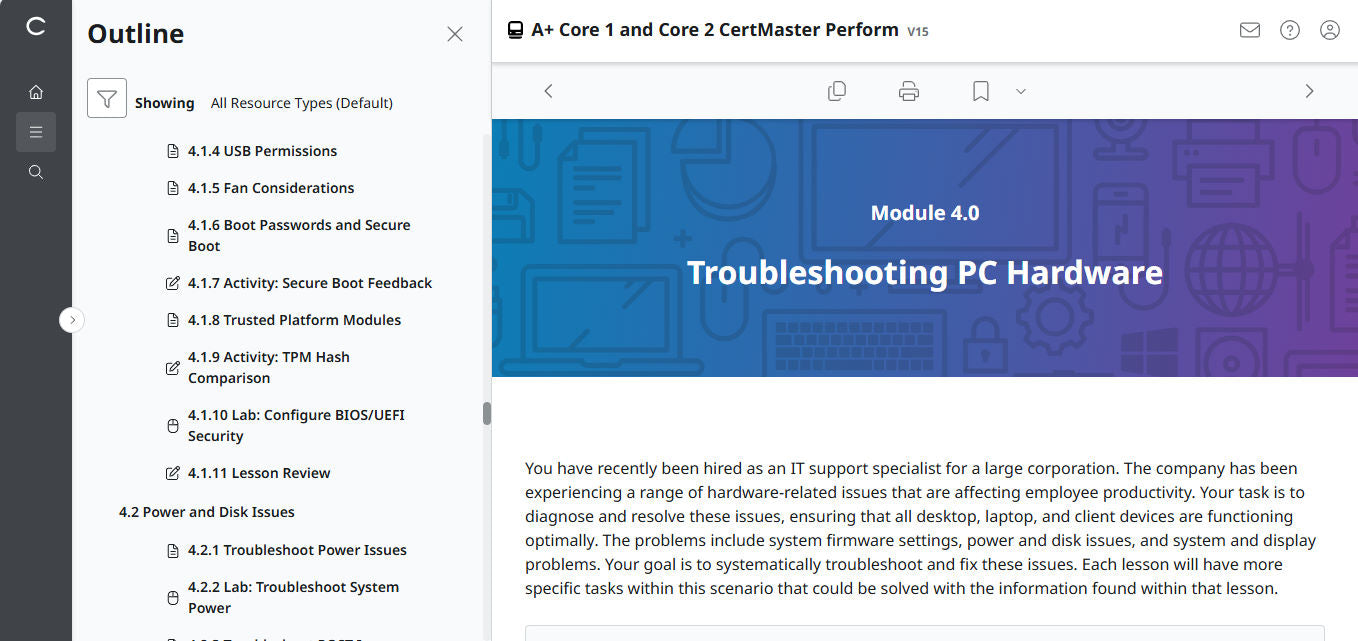 CertMaster Perform   for CompTIA A+ Core 1 & 2 (V15) (4 Month Access)