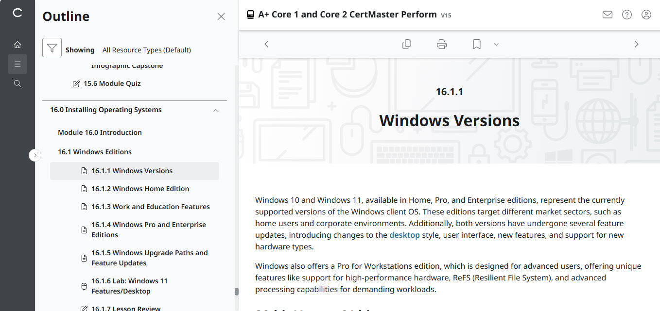 CertMaster Perform   for CompTIA A+ Core 1 & 2 (V15) (4 Month Access)