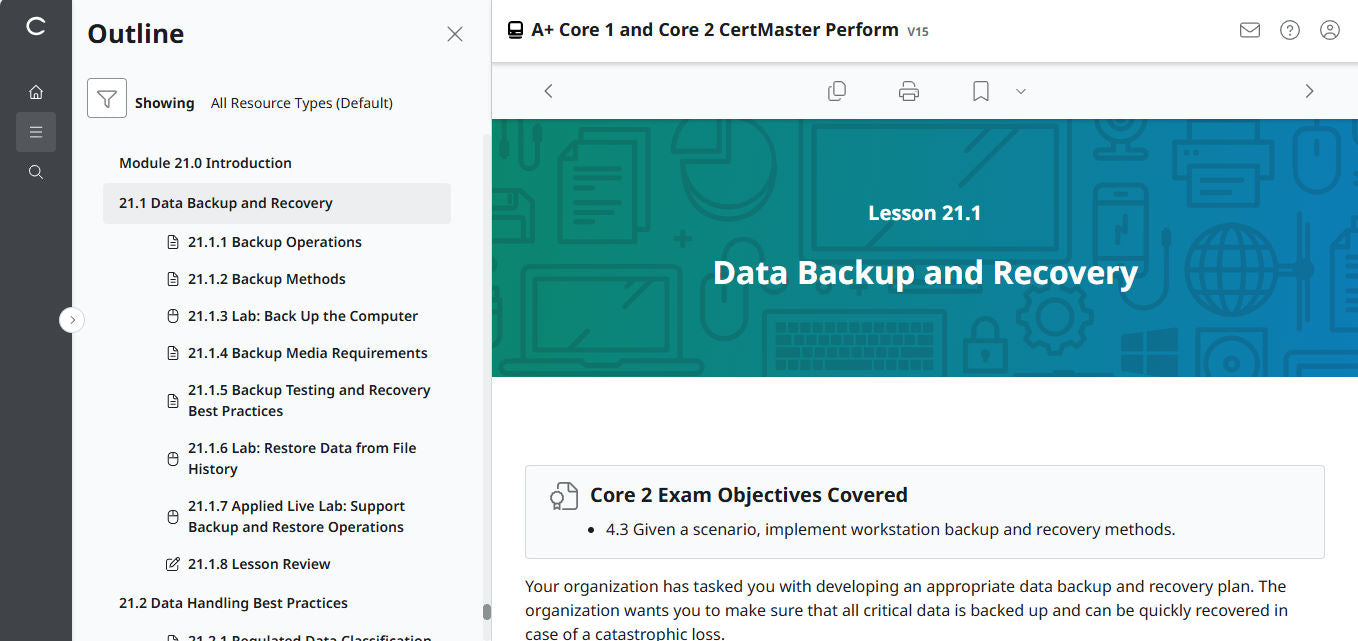 CertMaster Perform   for CompTIA A+ Core 1 & 2 (V15) (4 Month Access)